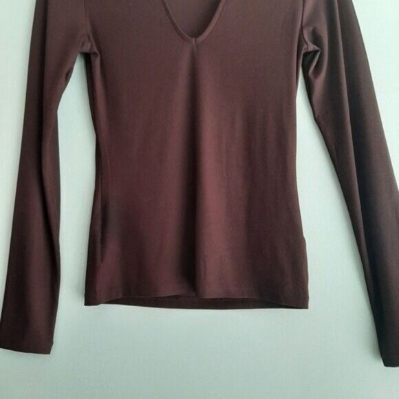 H&M Mock Neck Cut-out Fitted Long Sleeve Top Burgundy Sz XS - Picture 6 of 11